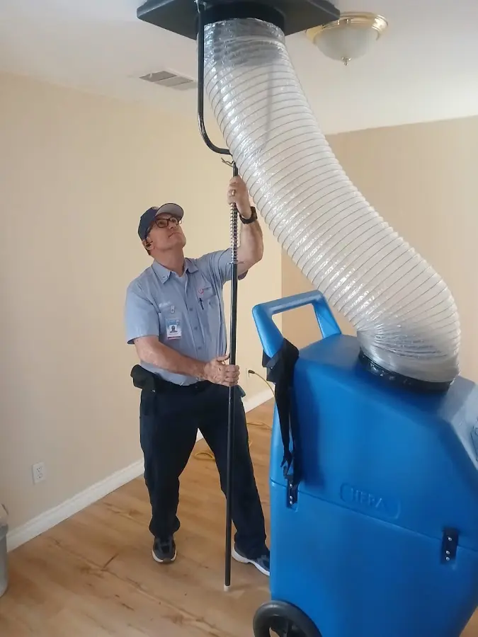 Mini Split Installation technician using HEPA equipment in Vincent